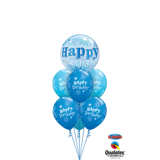 cluster of latex birthday balloons with a bubble balloon on top.   (Collection only - select click and collect on checkout page)