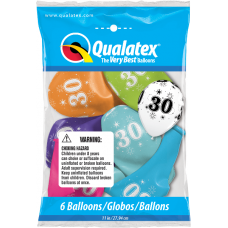 Age 30, pack of 6 latex balloons Age 30, pack of 6 latex balloons