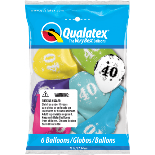 Age 40, pack of 6 latex balloons Age 40, pack of 6 latex balloons
