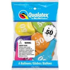 Age 50, pack of 6 latex balloons Age 50, pack of 6 latex balloons