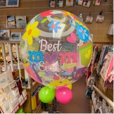 Best Mum Ever, 22" helium filled clear round bubble balloon. (Collection only - select click and collect on checkout page)