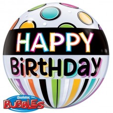 22" helium filled clear round Happy Birthday bubble balloon. (Collection only - select click and collect on checkout page)