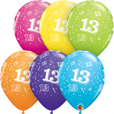 Pack of 6 age 13 latex balloons Pack of 6 age 13 latex balloons