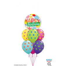cluster of latex birthday balloons with a bubble balloon on top. (Collection only - select click and collect on checkout page)