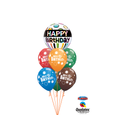 cluster of latex birthday balloons with a bubble balloon on top. (Collection only - select click and collect on checkout page)
