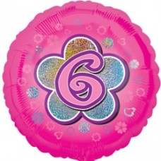 18" helium filled age 6 birthday balloon. (Collection only - select click and collect on checkout page)