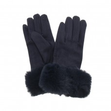Pair of faux fur Navy coloured gloves