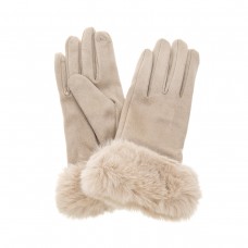 Pair of faux fur Stone coloured gloves