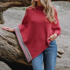 Mosaic rose rouge poncho