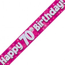 Age 70 pink Happy Birthday banner