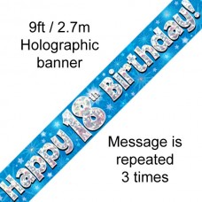 Happy 18th Birthday banner  One long length or can be split into 3.  Size - 2.70 mtr ( 9 feet )