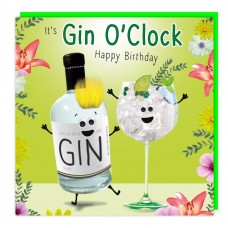 Gin O'Clock birthday card with fluff, and googly eye embellishments.