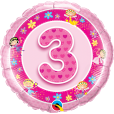 18" helium filled age 3 balloon. (Collection only - select click and collect on checkout page)