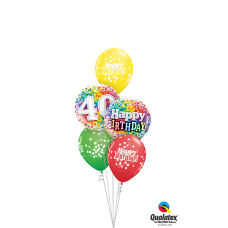 cluster of helium filled age 40 balloons