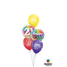 cluster of helium filled age 21 balloons
