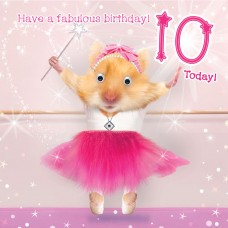 Age 10 birthday card, with goggle eyes and fluff embellishments 