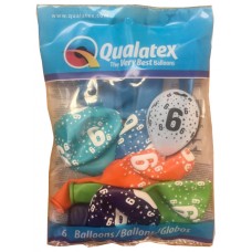 Age 6, pack of 6 latex balloons 