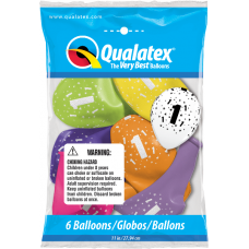 Age 1, pack of 6 latex balloons
