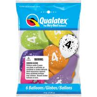 Age 4, pack of 6 latex balloons